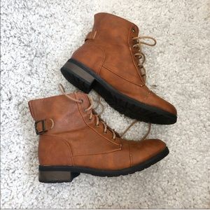 tan lace up booties